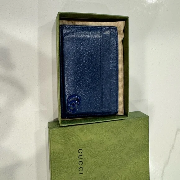 Gucci Navy Leather Card Holder - Picture 2 of 7